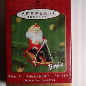 Ornament Hallmark Keepsake Winter Fun With Barbie and Kelly 2000